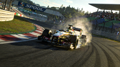 F1日本大奖赛铃鹿赛道回放，赛车在 Spoon 弯道过弯