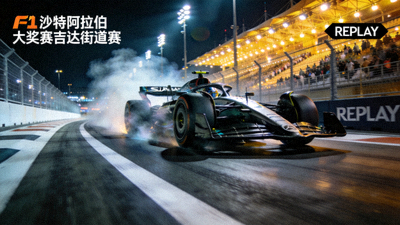 F1沙特阿拉伯大奖赛吉达街道赛回放，赛车在高速弯道中竞逐